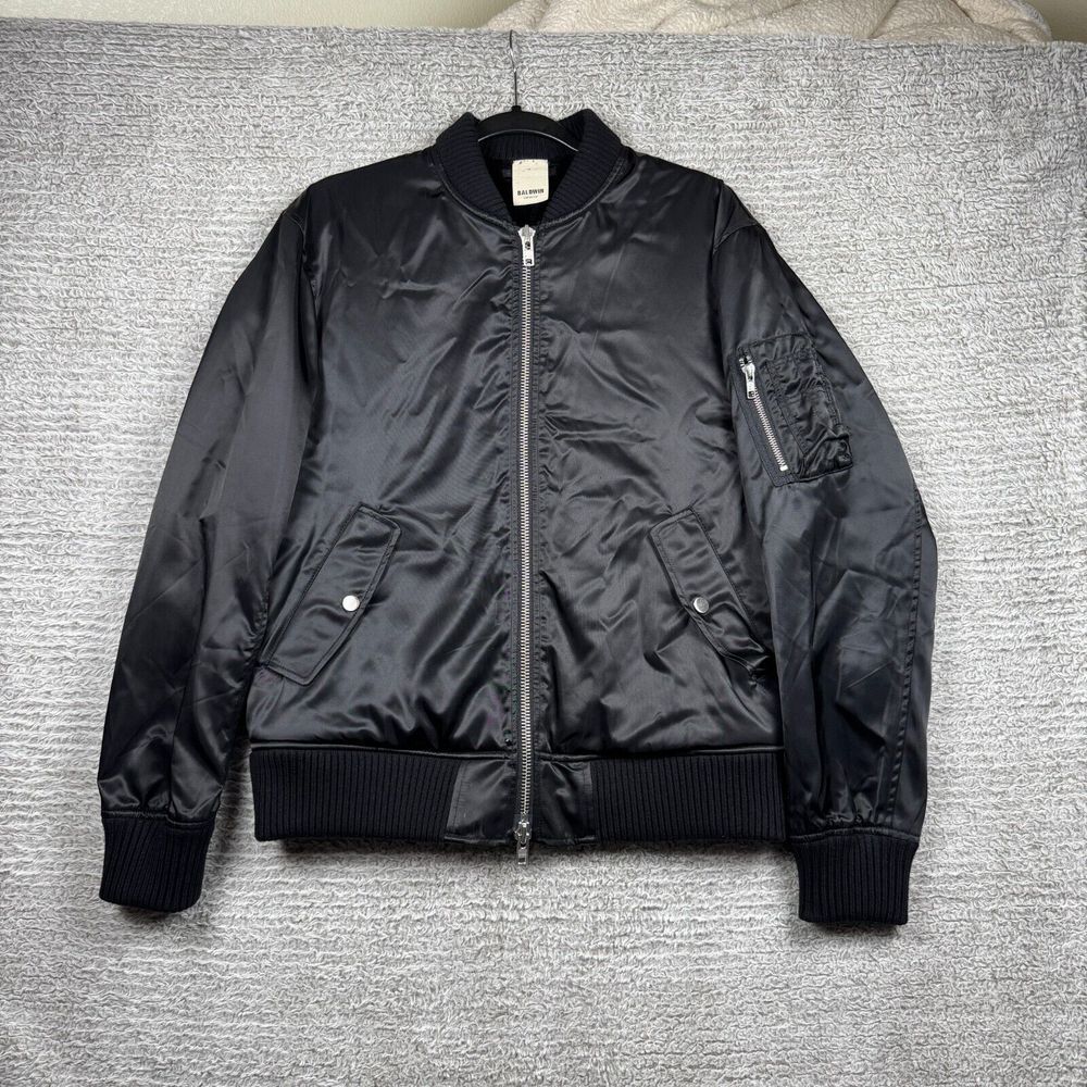 Baldwin Kansas City Bomber Jacket Coray Black Fur Inside Full Zip No Tag‎